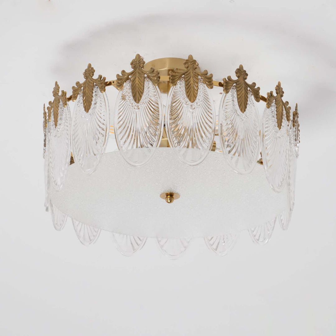 Lustre rond en verre avec motif décoratif