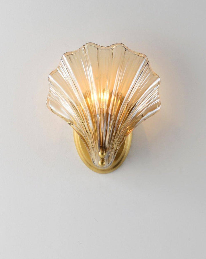 Muschel Wandleuchte aus Messing & Glas