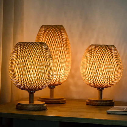 Lampe de table vintage en bambou
