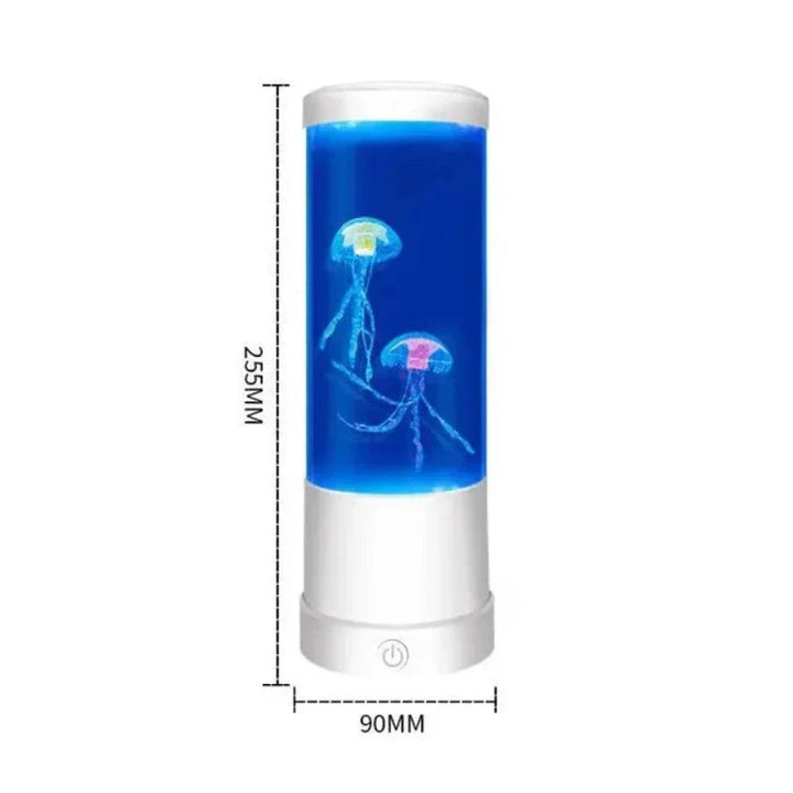Farbwechselnde Quallenlampe bringt ozeanisches Flair, zeigt schwebende Quallen in buntem LED-Licht, ideale Tischlampe.