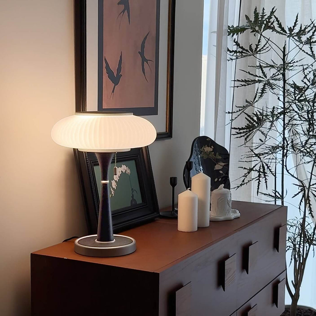 Designer Tischlampe Modern Holz & Metall 36cm