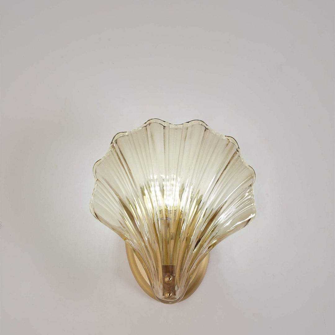 Muschel Wandleuchte aus Messing & Glas