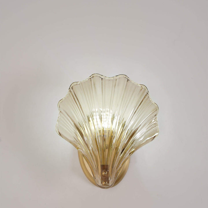 Muschel Wandleuchte aus Messing & Glas