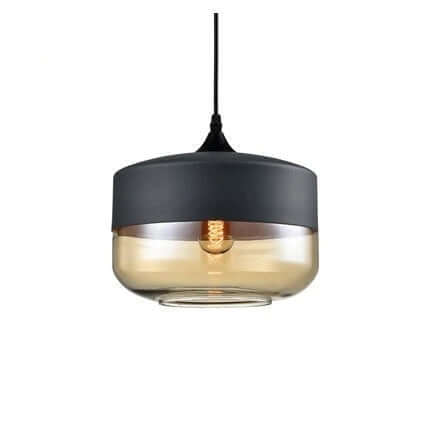 Élégante suspension en verre et bois