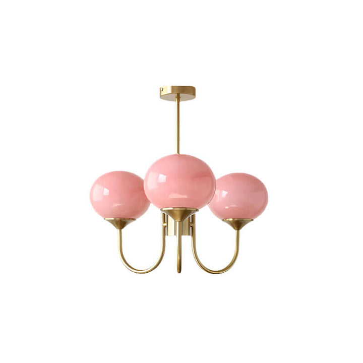 Moderner Kronleuchter mit Rosa Glasschirmen