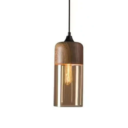 Élégante suspension en verre et bois