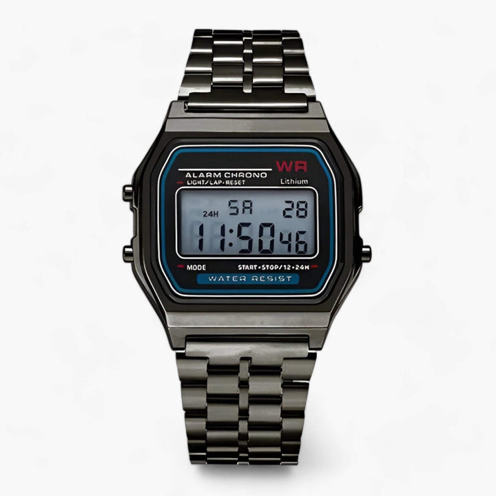 Digitale Armbanduhr mit eckigem Zifferblatt