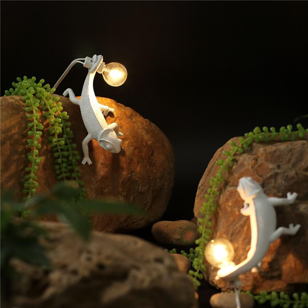 Dekorative Eidechsen Tischlampe aus Harz
