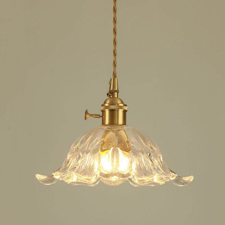 Goldene Hängeleuchte Glas Blume