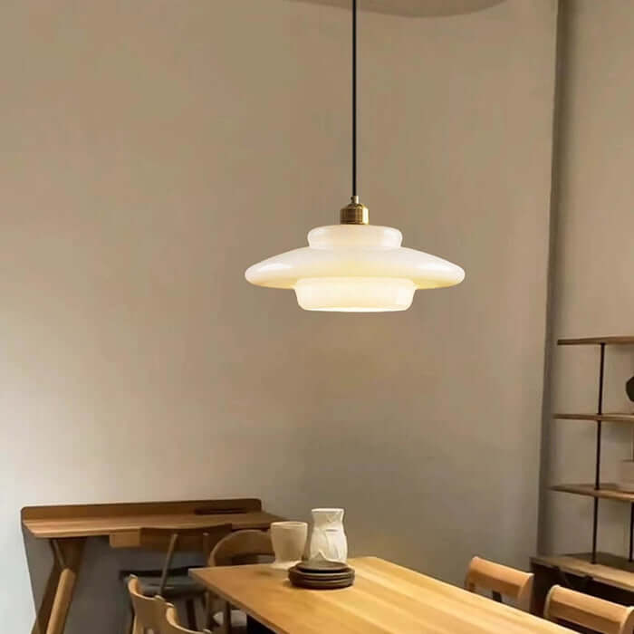 Lampe à suspension élégante en verre blanc