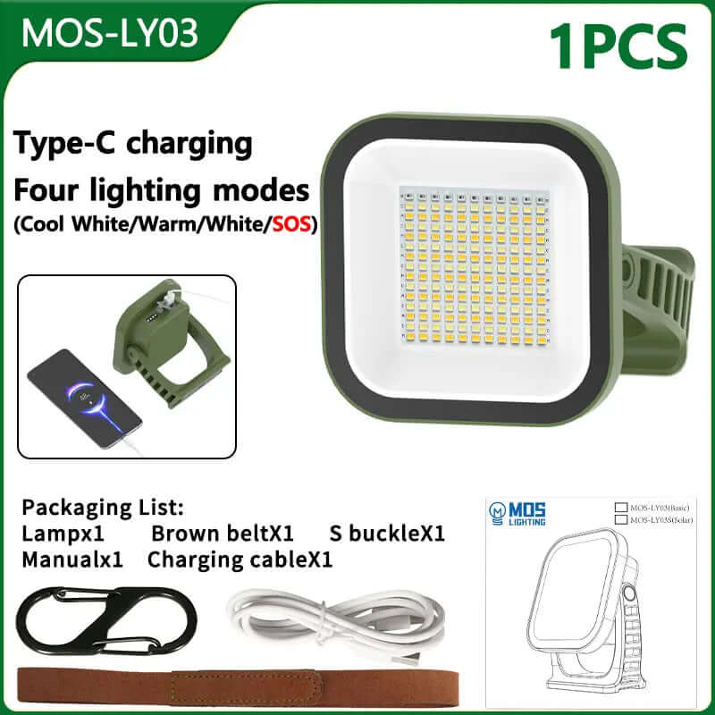 80W LED Solar Campinglampe mit Magnet & Zoom