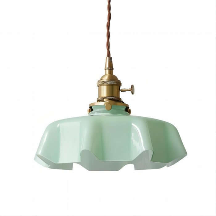 Retro Hängelampe Creme Glas Blume