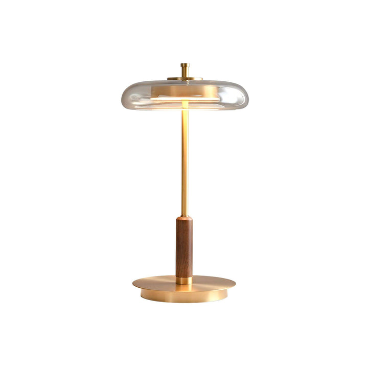 Designer Tischleuchte Modern Glas Holz Metall