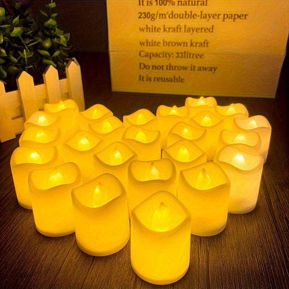 "Flammenlose LED-Kerzen Set, warmes, flackerndes Licht, batteriebetrieben, ideal für romantische und sichere Dekoration."