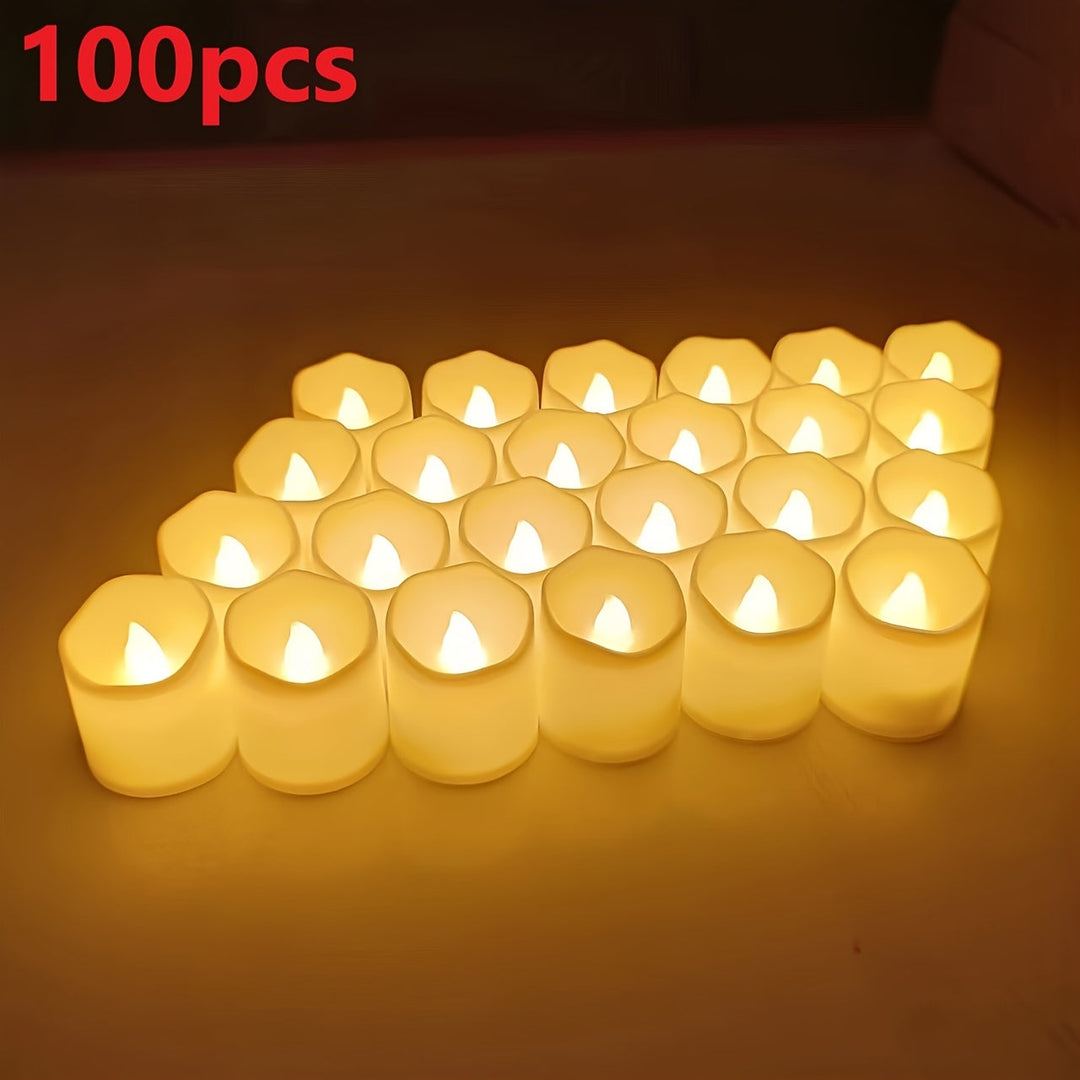 "Flammenlose LED-Kerzen Set, warmes, flackerndes Licht, batteriebetrieben, ideal für romantische und sichere Dekoration."