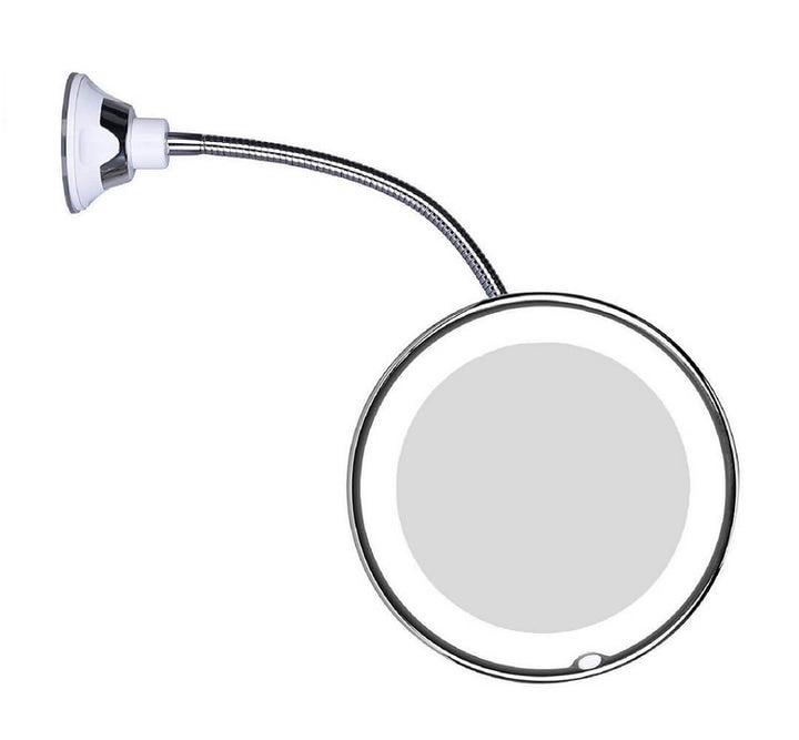 "Flexibler Schwanenhals LED Vergrößerungsspiegel 10x, stilvolles Design, ideal für präzises Make-up und Pflege."