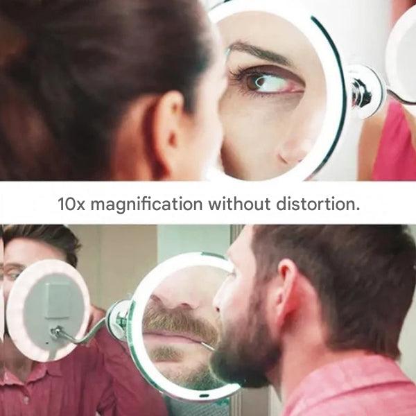 "Flexibler Schwanenhals LED Vergrößerungsspiegel 10x, stilvolles Design, ideal für präzises Make-up und Pflege."