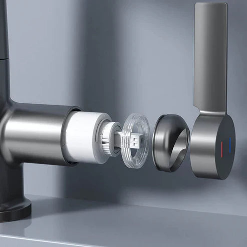 "Flexibler Wasserhahn mit LED-Anzeige, 5 Sprühmodi, gebürstetes Nickel-Finish für Küche und Bad"