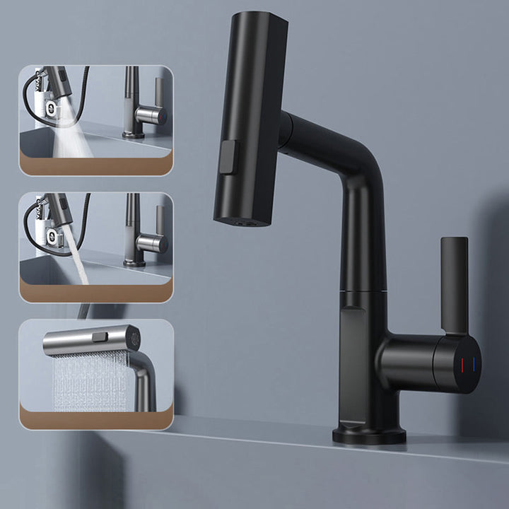 "Flexibler Wasserhahn mit LED-Anzeige, 5 Sprühmodi, gebürstetes Nickel-Finish für Küche und Bad"