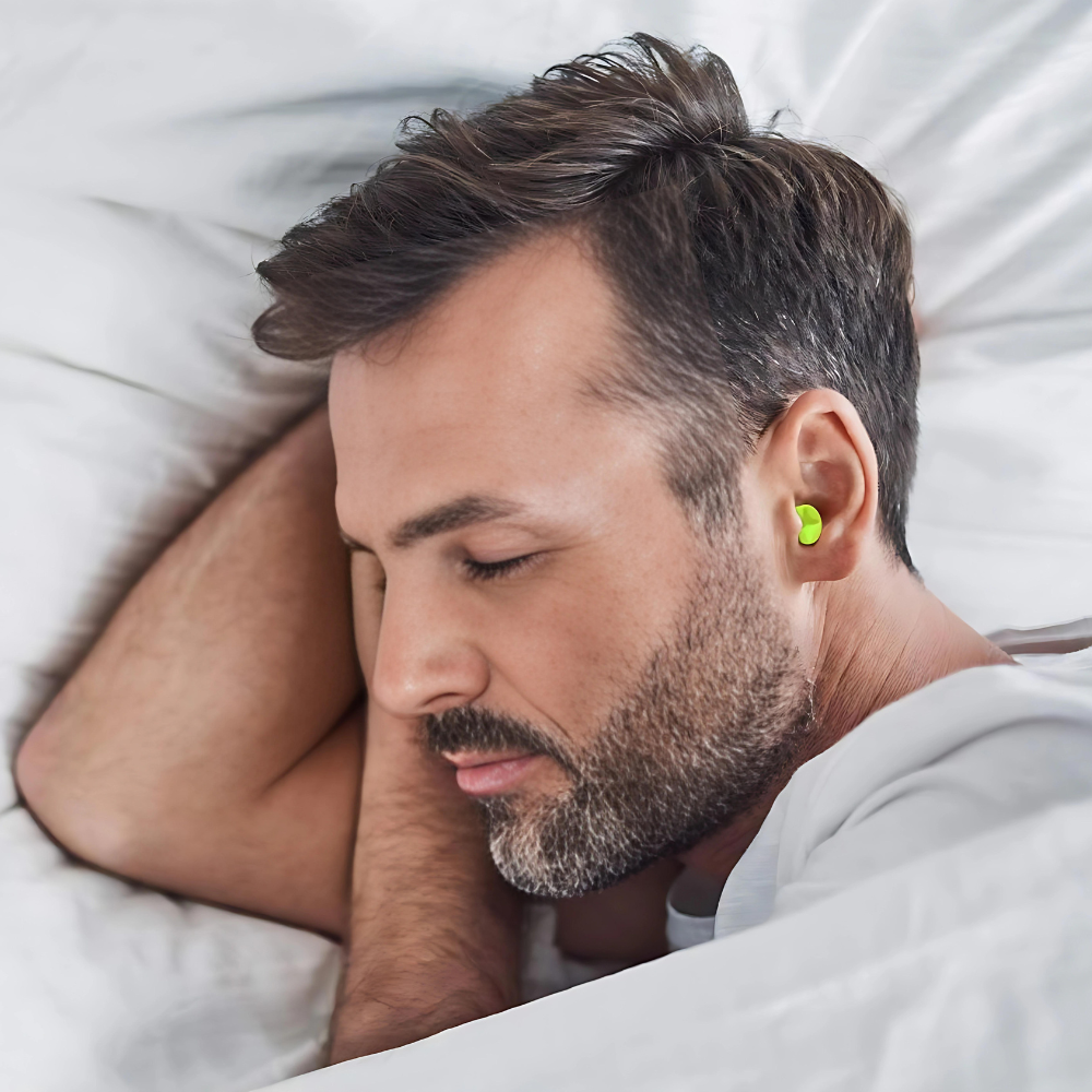 Gelbe, hypoallergene, geräuschreduzierende Ohrstöpsel, ergonomisch, wiederverwendbar, ideal für Ruhe und Komfort.