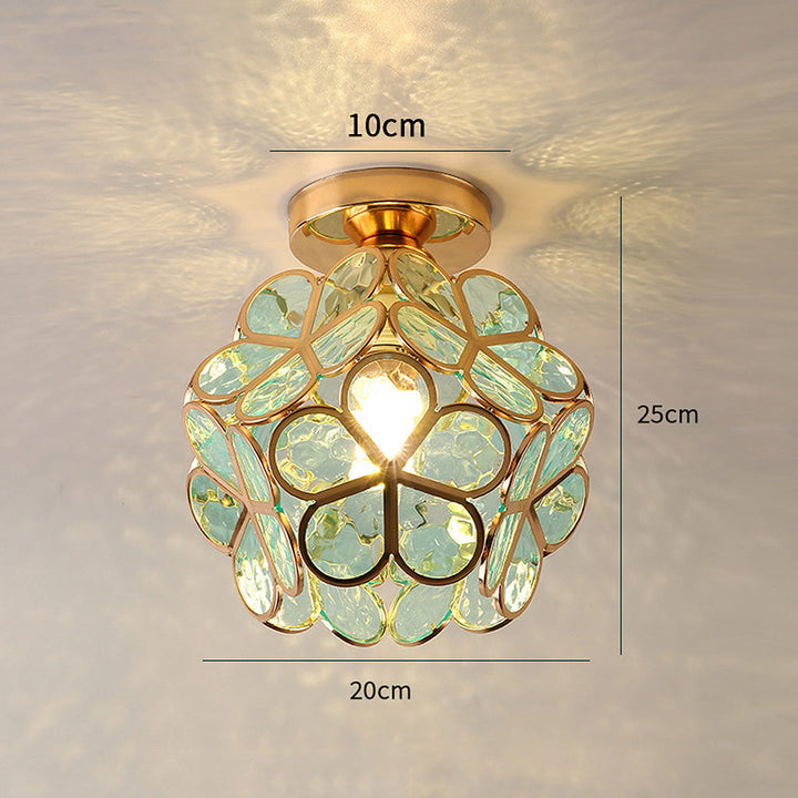 "Glas-Deckenleuchte mit Blumenmuster in Rosa, künstlerisches Design, stilvolles Lichtobjekt für elegante Raumgestaltung"