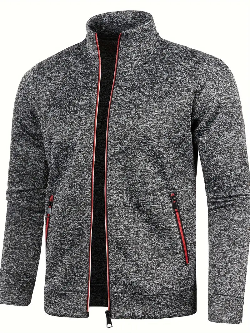 Graue Herren Weste mit Reißverschluss vorne, ideal für Winter, bietet Stil und Komfort für vielseitige Aktivitäten.