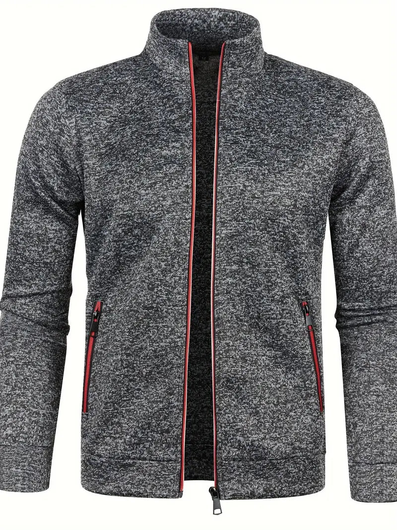 Graue Herren Weste mit Reißverschluss vorne, ideal für Winter, bietet Stil und Komfort für vielseitige Aktivitäten.