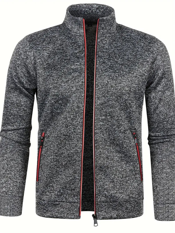 Graue Herren Weste mit Reißverschluss vorne, ideal für Winter, bietet Stil und Komfort für vielseitige Aktivitäten.