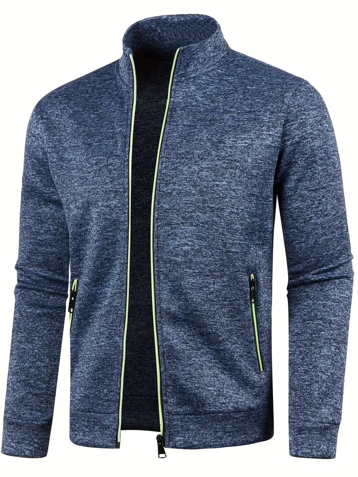 Graue Herren Weste mit Reißverschluss vorne, ideal für Winter, bietet Stil und Komfort für vielseitige Aktivitäten.