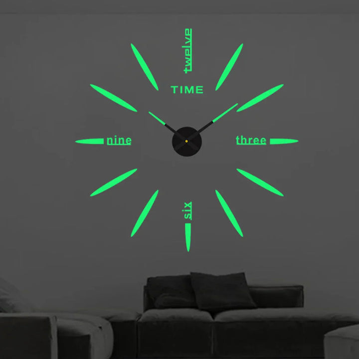 "Große Acryl Wanduhr mit Spiegeloptik, modernem Design, glatten Oberflächen und klaren Linien für Wohnzimmer-Dekor."