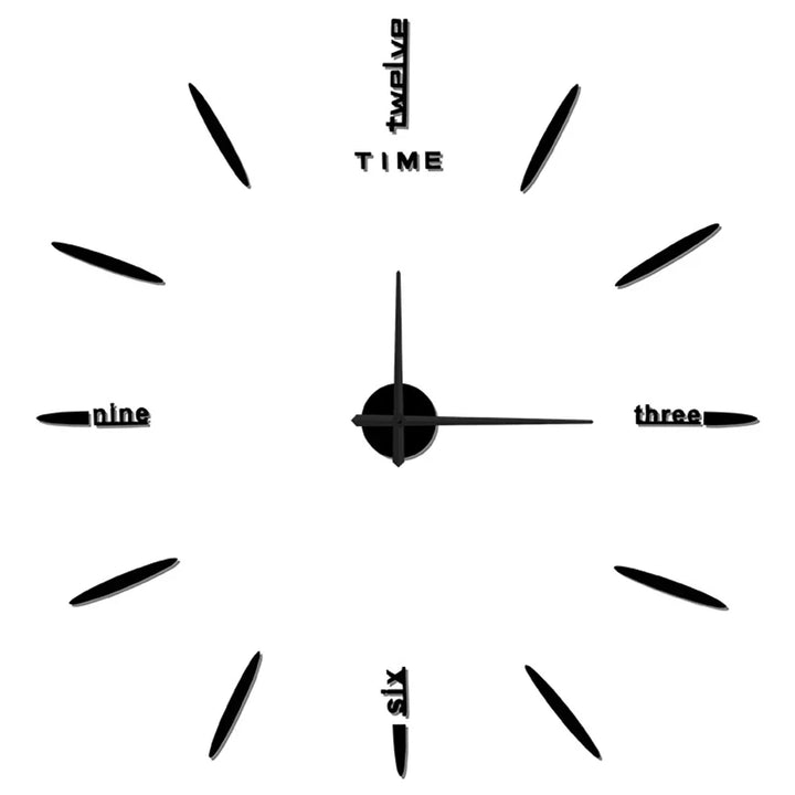 "Große Acryl Wanduhr mit Spiegeloptik, modernem Design, glatten Oberflächen und klaren Linien für Wohnzimmer-Dekor."