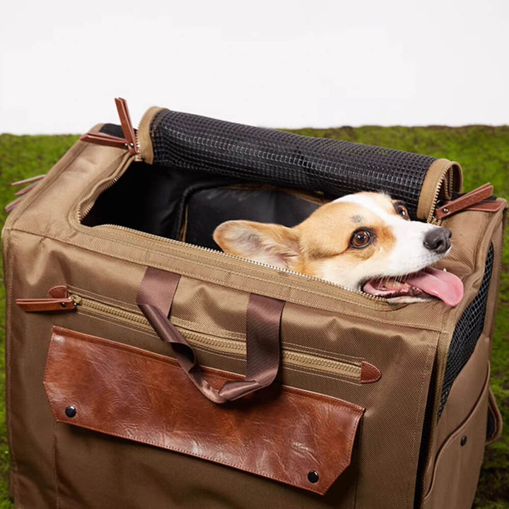 "Großer, atmungsaktiver Reise-Rucksack für Haustiere aus wasserdichtem Material, mit ergonomischen Gurten und Mesh-Design."
