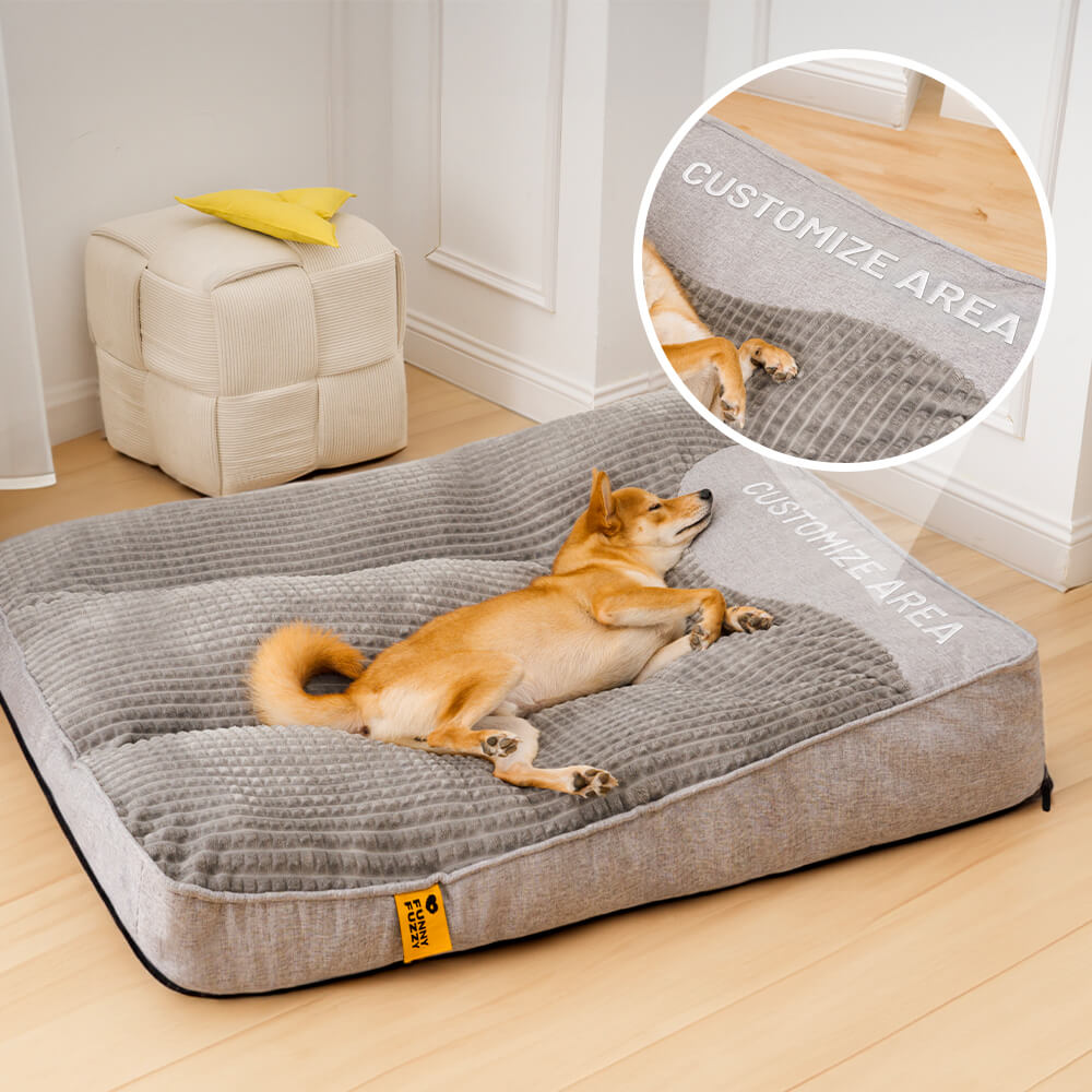 Großes, kratzfestes Hundekissenbett mit dicker Polsterung, bietet orthopädische Unterstützung und erhöhten Komfort.