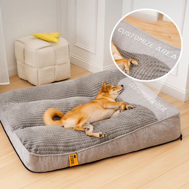 Großes, kratzfestes Hundekissenbett mit dicker Polsterung, bietet orthopädische Unterstützung und erhöhten Komfort.