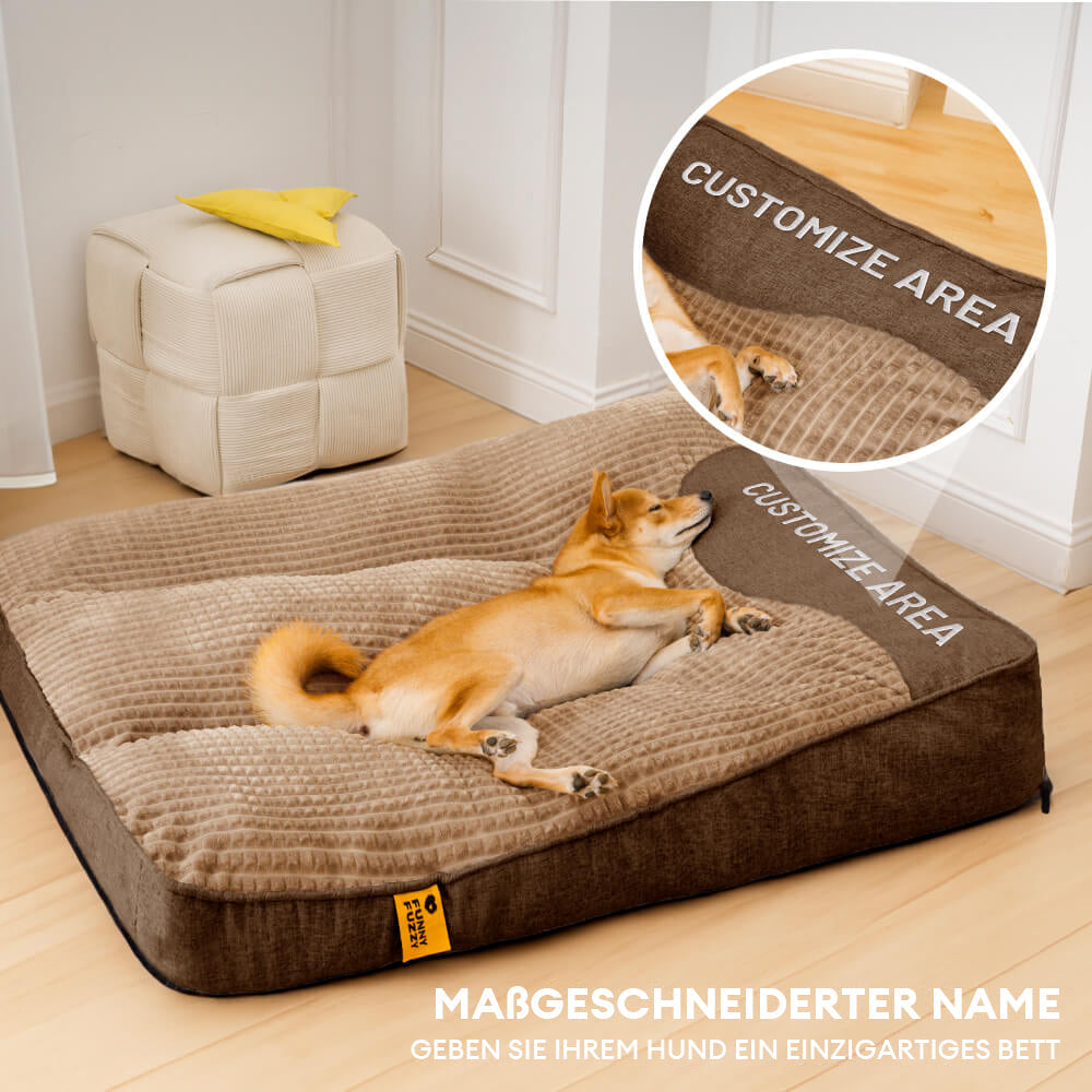 Großes, kratzfestes Hundekissenbett mit dicker Polsterung, bietet orthopädische Unterstützung und erhöhten Komfort.