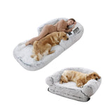 Weiß-Grau - Schickes großes Hundebett aus Plüsch