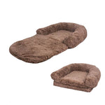 Braun - Schickes Plüsch-Hundebett für große Hunde