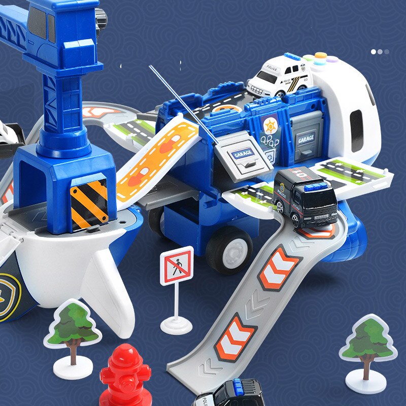 Großes Spielzeugflugzeug-Set mit 6 Mini-Autos, realistische Details, interaktive Funktionen, fördert kreatives Spielen.