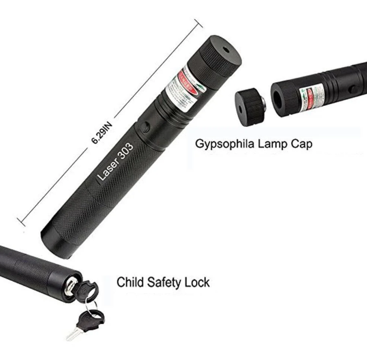 Grüner Hochleistungs-Laserpointer mit robustem Aluminiumgehäuse und ergonomischem Design für präzise Anwendungen.