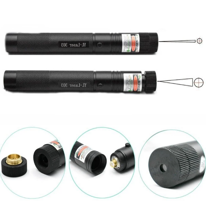 Grüner Hochleistungs-Laserpointer mit robustem Aluminiumgehäuse und ergonomischem Design für präzise Anwendungen.