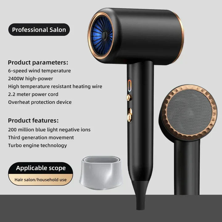 "Haartrockner 2400W mit Ionen-Technologie, ergonomisches Design, schwarz/weiß, effizienter Frizz-schutz für glänzendes Haar"