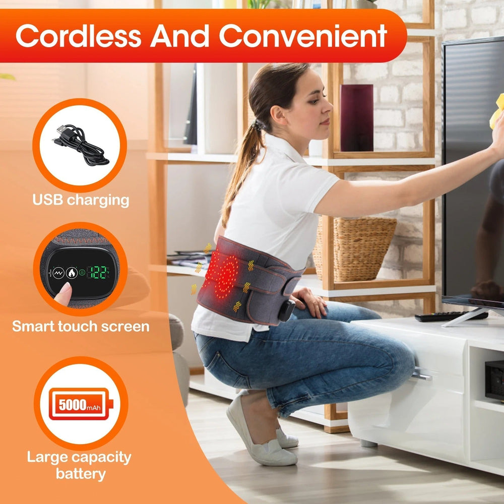 "Heizbare Lendenwirbelstütze mit Massagefunktion für Rückenschmerzen, thermoaktiv, einstellbare Wärmetherapie, gesundheitsför