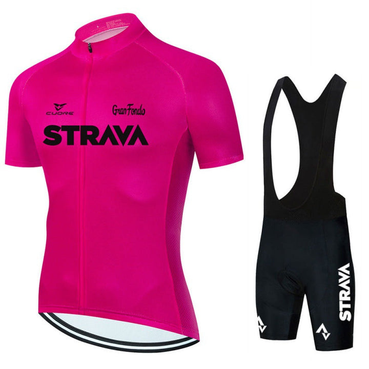 "Herren Fahrradbekleidung Set, atmungsaktives Trikot und Bib-Shorts, modernes Design in Schwarz, mit ergonomischer Passform"