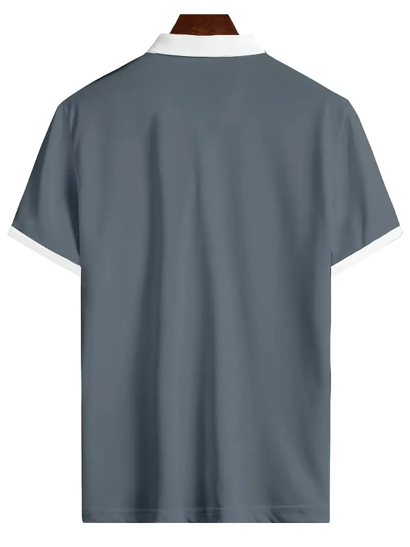 "Herren Golfshirt Grau, V-Ausschnitt, atmungsaktiv, leicht, stilvolles Design, optimale Luftzirkulation, Sportswear"