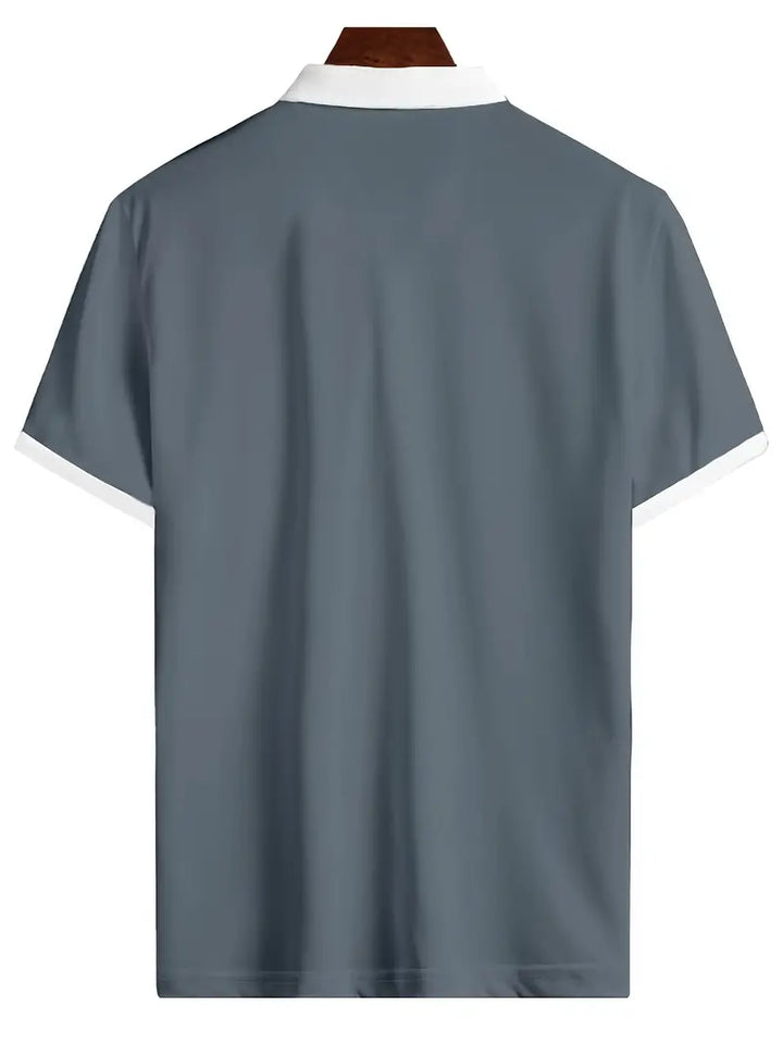 "Herren Golfshirt Grau, V-Ausschnitt, atmungsaktiv, leicht, stilvolles Design, optimale Luftzirkulation, Sportswear"