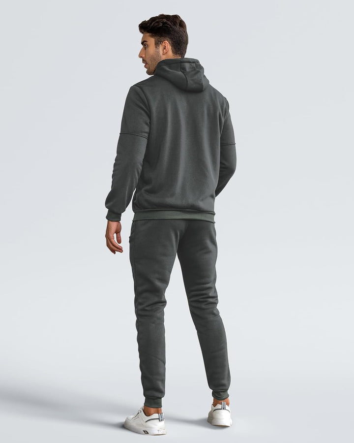 "Herren Slim-Fit-Trainingsanzug atmungsaktiv, dunkelblau, Vorderansicht, stilvoller Look, leichtes Material für Sport & Freiz