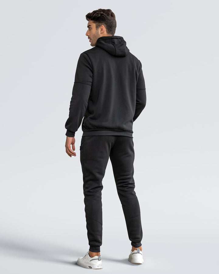"Herren Slim-Fit-Trainingsanzug atmungsaktiv, dunkelblau, Vorderansicht, stilvoller Look, leichtes Material für Sport & Freiz
