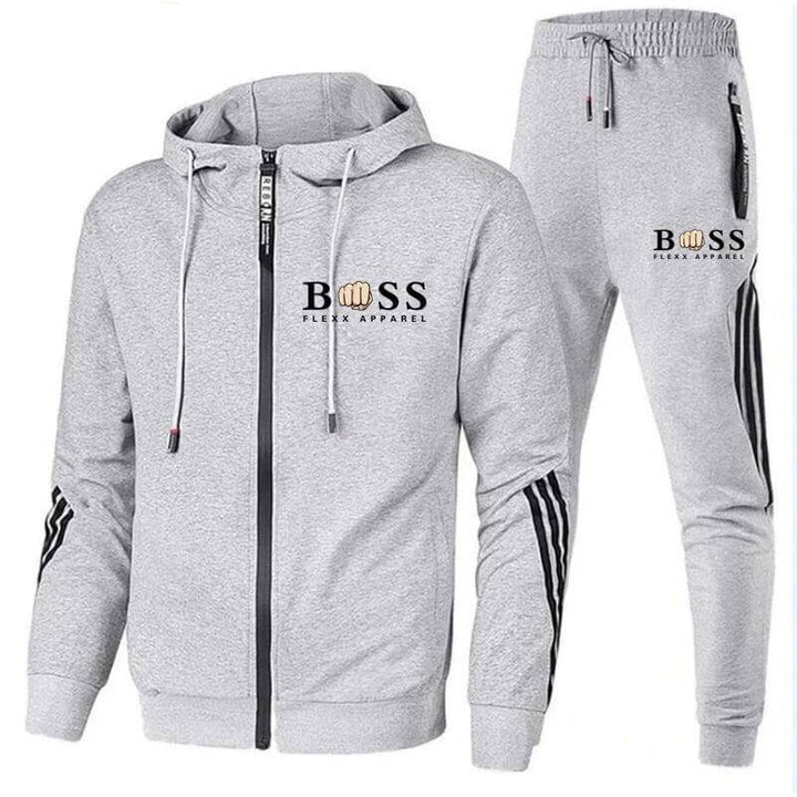 "Herren Sportanzug Set, 2-teilig, atmungsaktiv, schwarz und grau, sportliches Design für Training und Freizeit, bequem."