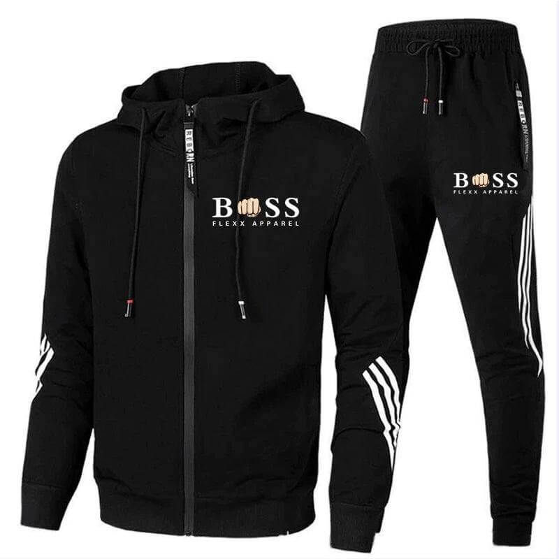 "Herren Sportanzug Set, 2-teilig, atmungsaktiv, schwarz und grau, sportliches Design für Training und Freizeit, bequem."
