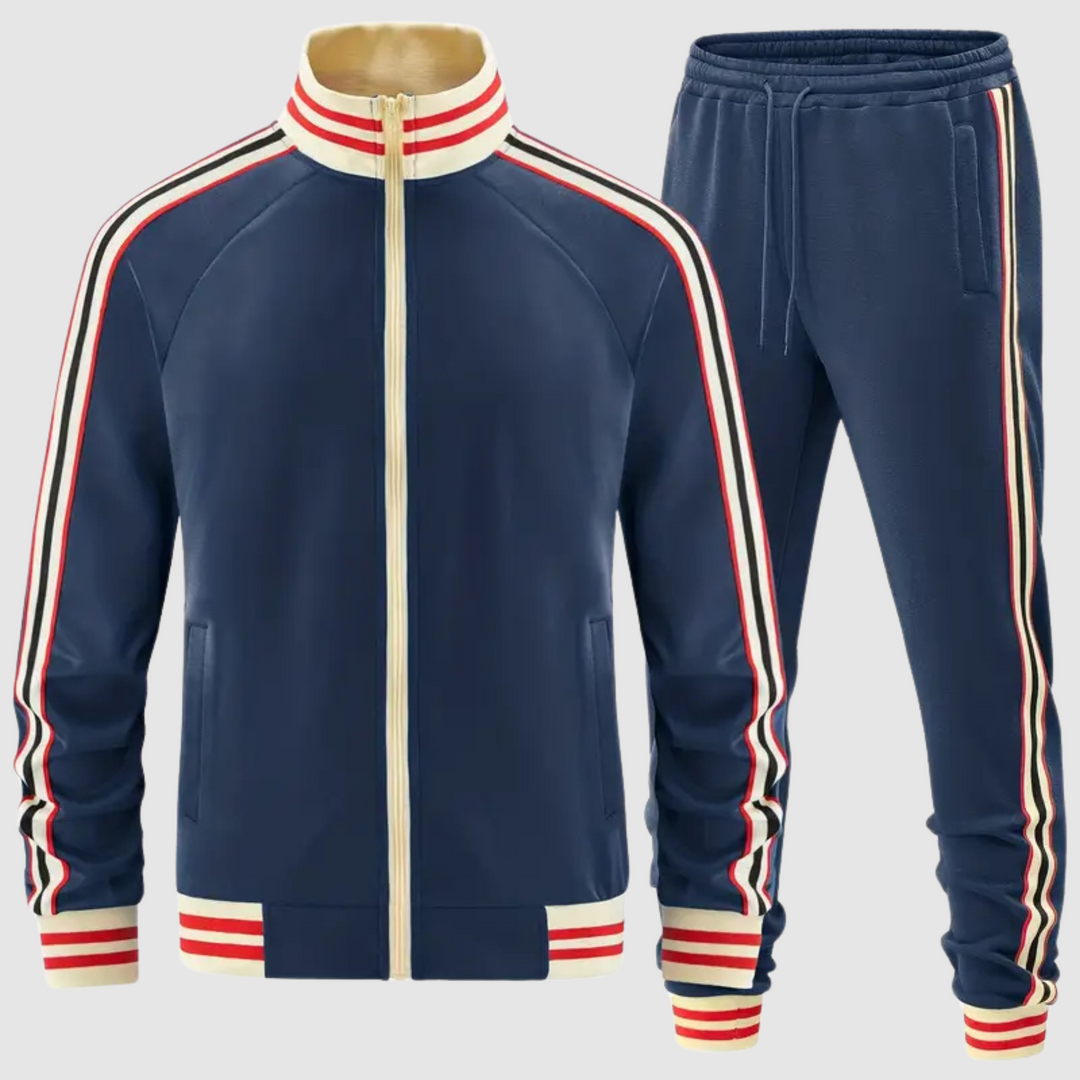 "Herren Trainingsanzug mit Streifen, Jogginghose, sportlich-chic, elastische Knöchel, komfortabel, modischer Look"